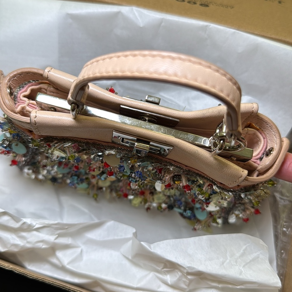 Fendi Beige Leather Micro Peekaboo Embellished Crossbody - Picture 5 of 14